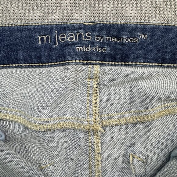 M Jeans By Maurices Womens Size M Reg Blue Denim Jeans Red Plaid Cuff Med Wash - Picture 6 of 15